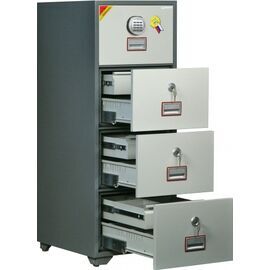Картотечный сейф Diplomat DFC4000 D4E, DFC - вариант: 4 ящика, DFC - исполнение: Стандартный, DFC - запирание: 1 эл.+ 3 кл. замка, DFC - оборудование: С 4 доп. ящиками