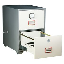 Картотечный сейф Diplomat DFС2000LEK, DFC - вариант: 2 ящика, DFC - исполнение: Глубокий, DFC - запирание: 1 эл.+ 1 кл. замка, DFC - оборудование: Под А4