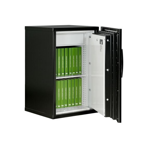 Сейф KASO E1-320 с чёрным корпусом и серой панелью