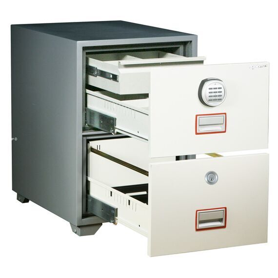 Картотечный сейф Diplomat DFC2000EKD1, DFC - вариант: 2 ящика, DFC - исполнение: Стандартный, DFC - запирание: 1 эл.+ 1 кл. замка, DFC - оборудование: Под А4